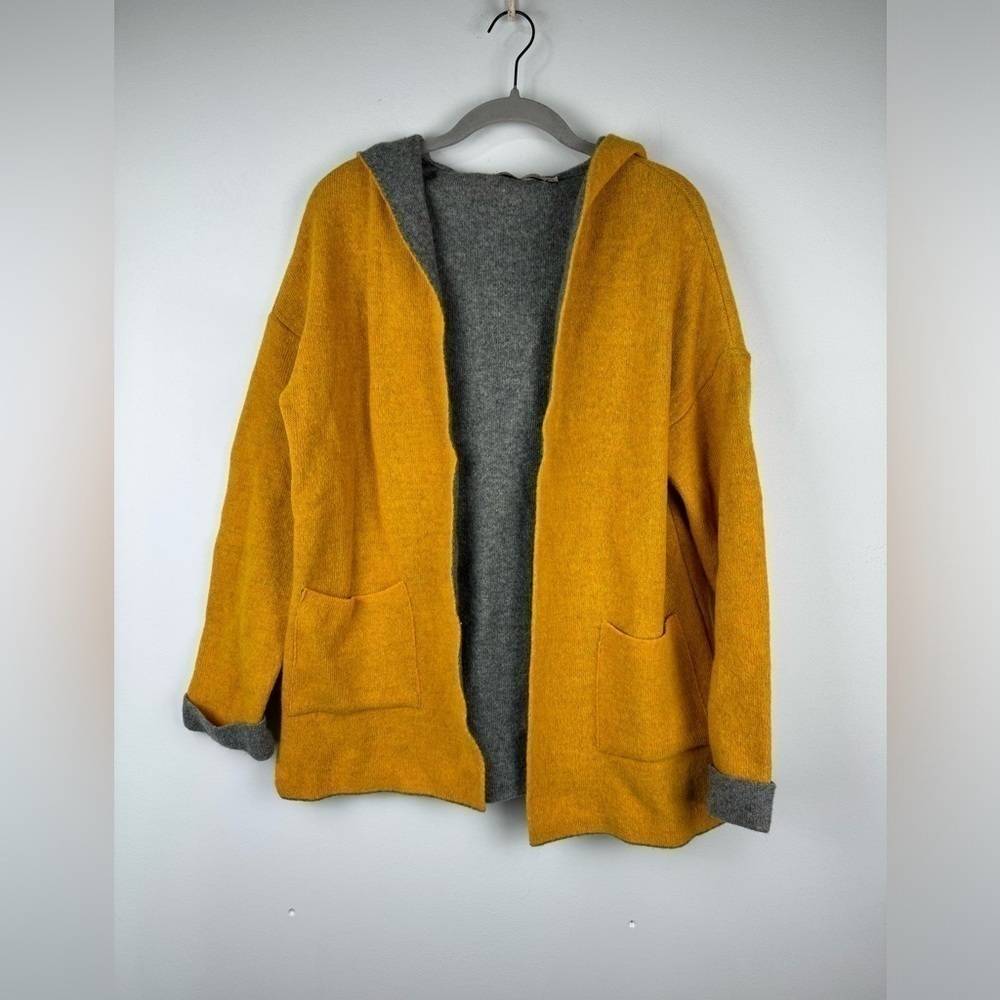 Chiaramente Hooded Wool Blend Open Cardigan Sweater, Size Small
